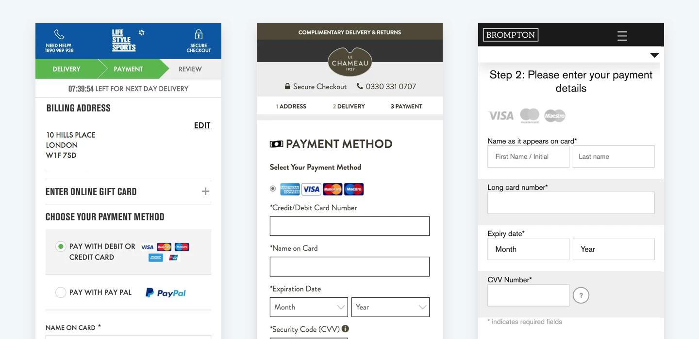 Payment page examples