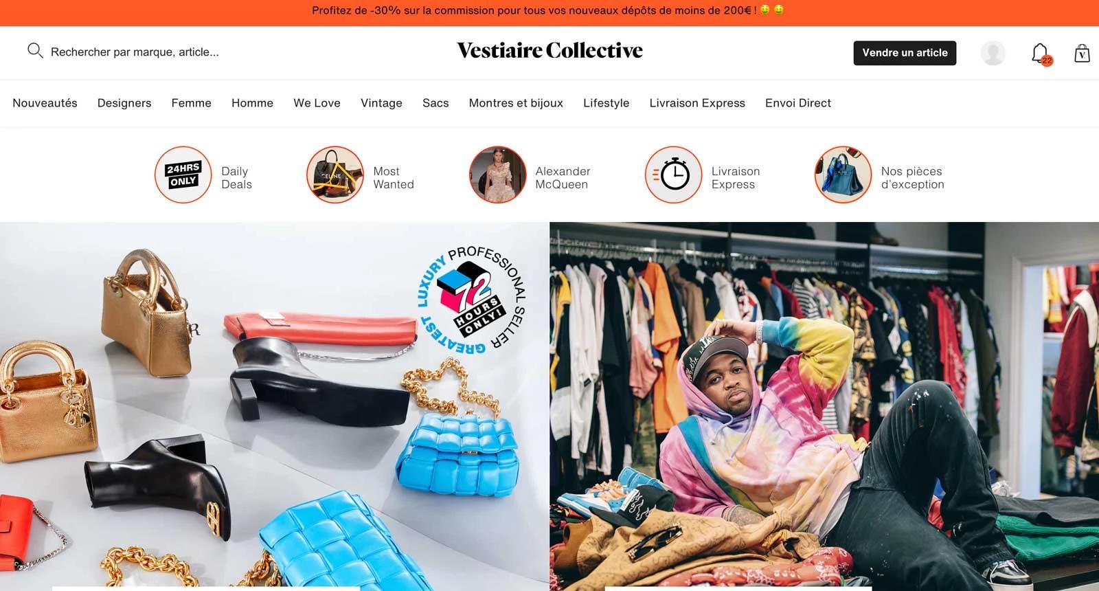 homepage Vestiaire Collective