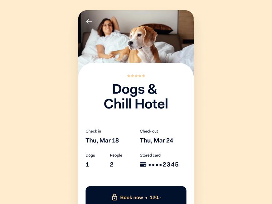 Example screen of hotel booking 