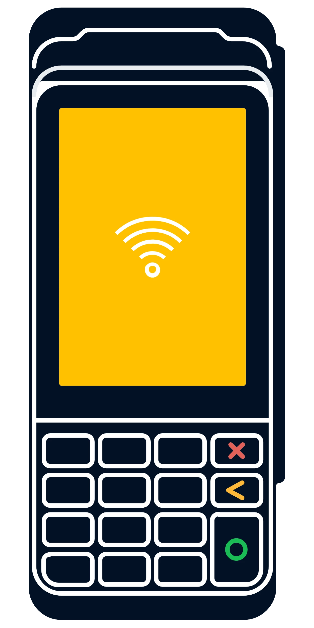 non-Android terminal with a Network sign on it