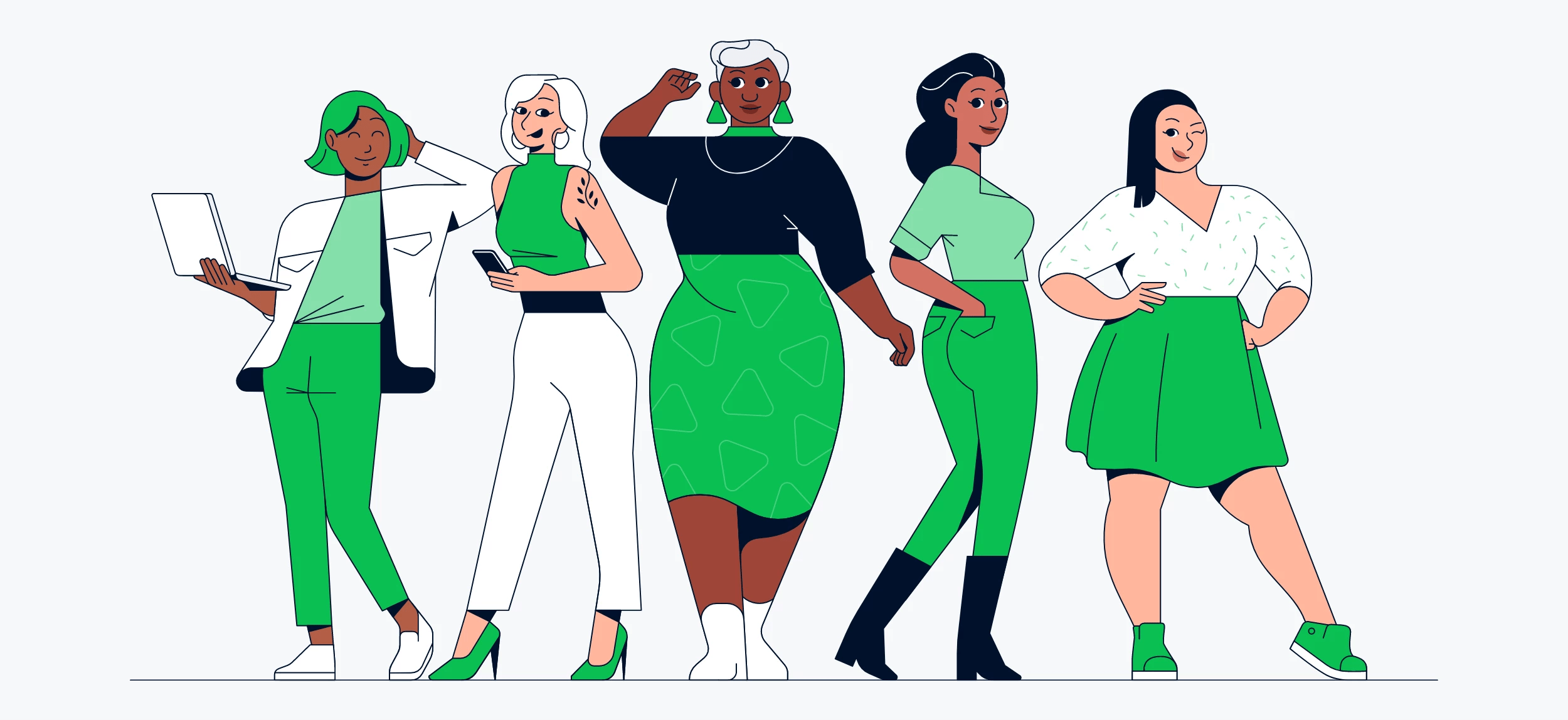Illustrations of diverse group of females