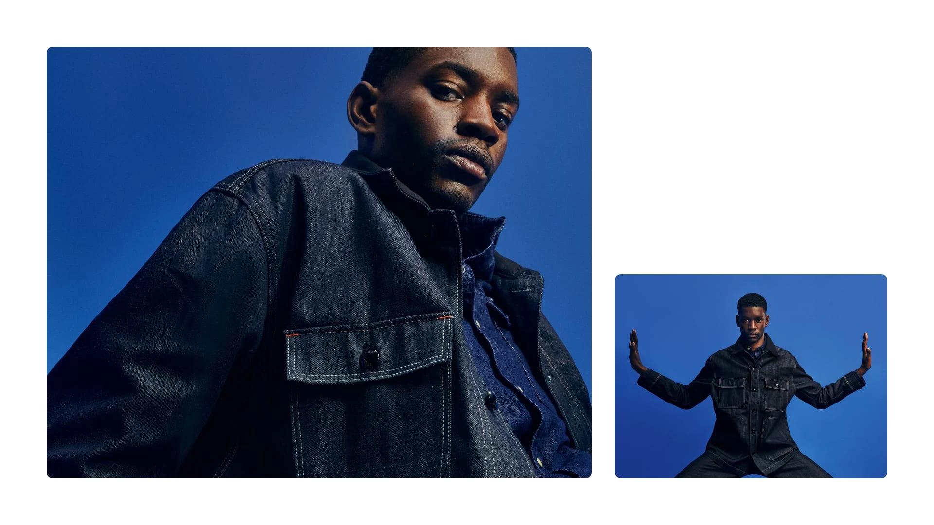 Two photos of models wearing G-Star RAW's denim