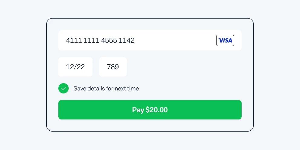 saving payment details for later in checkout