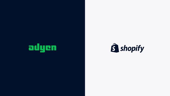 Adyen logo and Shopify logo