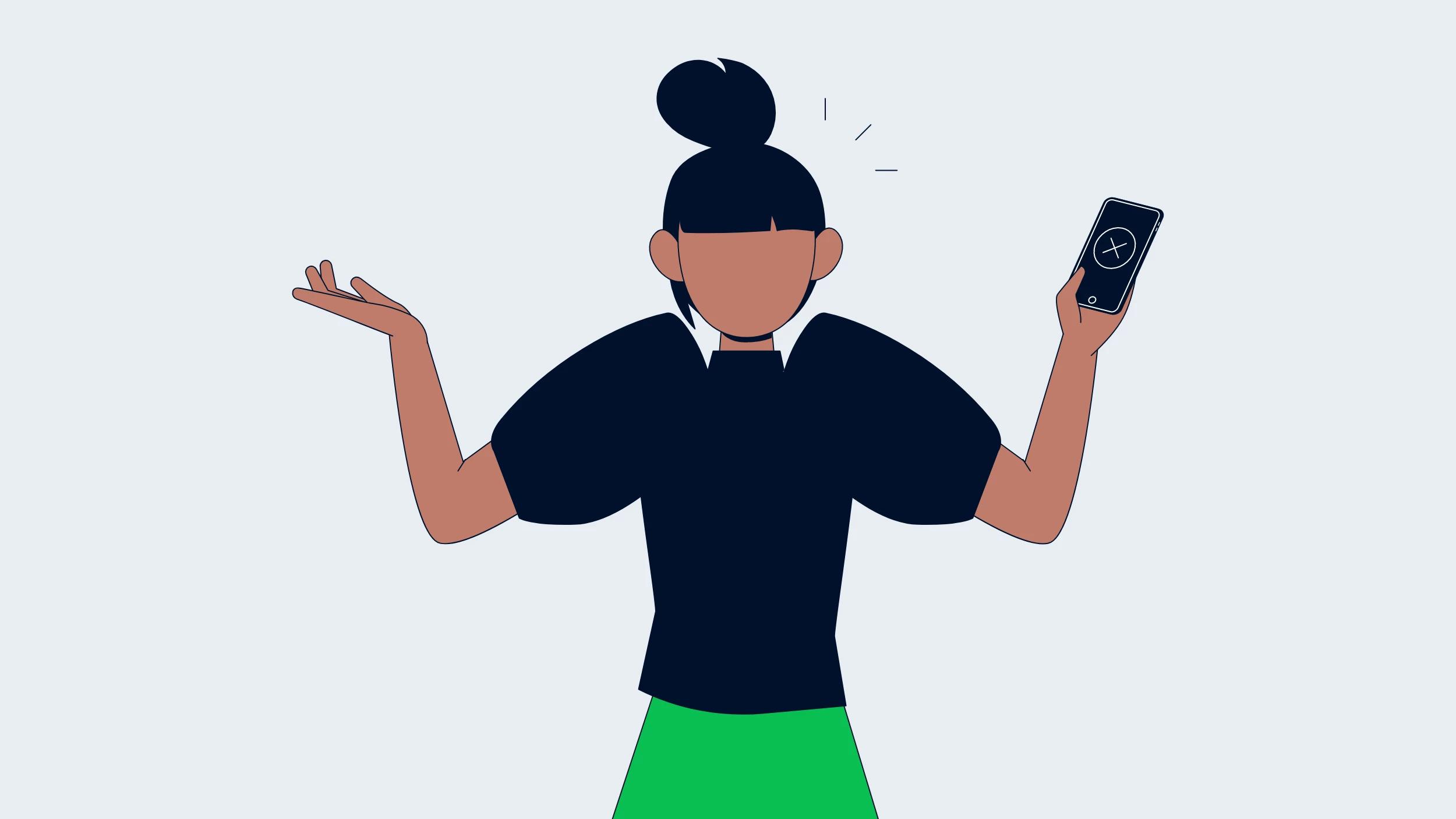 Illustration einer Frau mit Smartphone