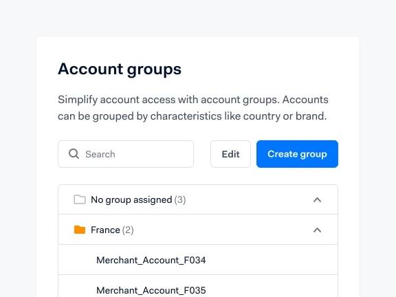 Groupes de comptes (Account groups) dans Customer Area