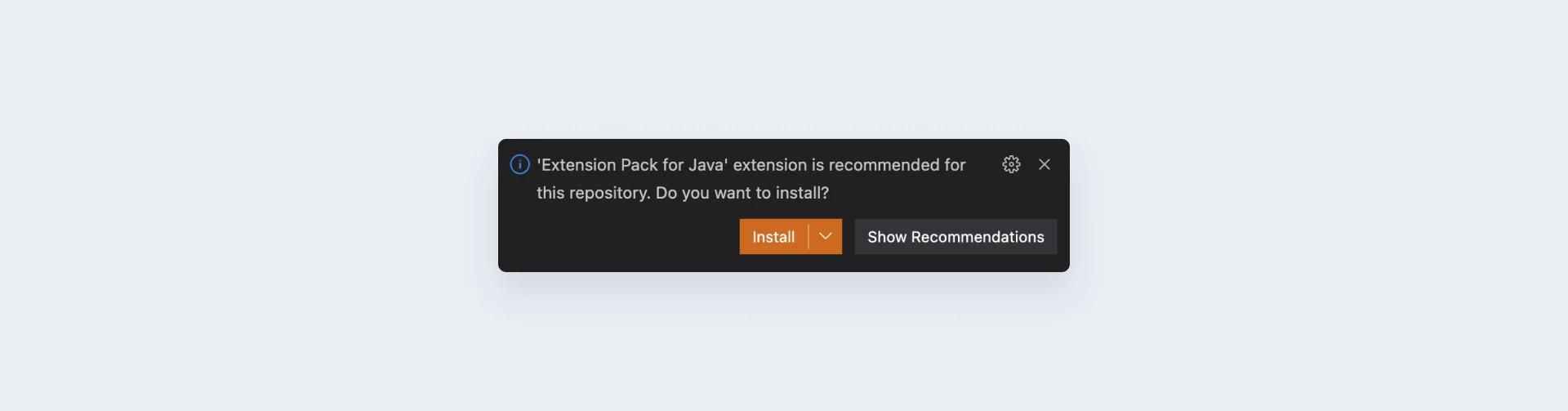 Do you want to install extensions for Java?
