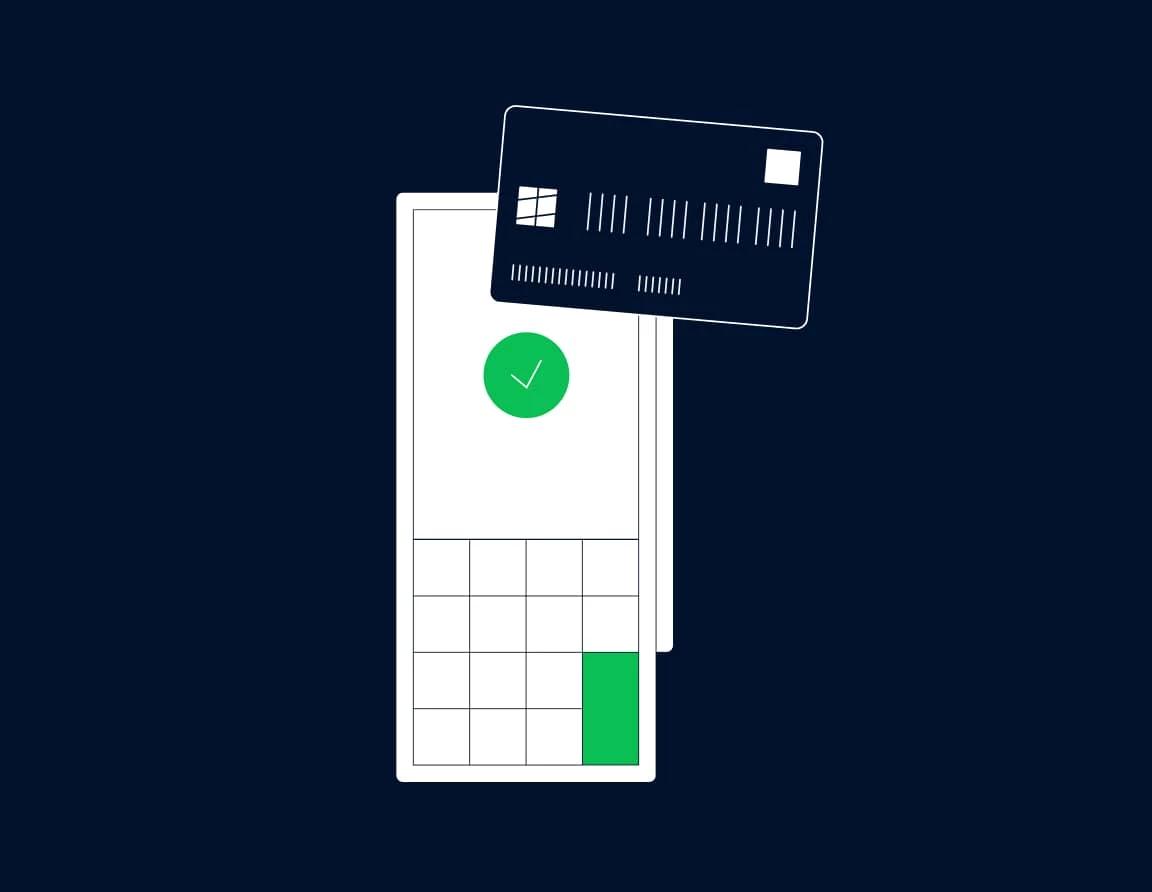 Credit card used to make a purchase on a terminal